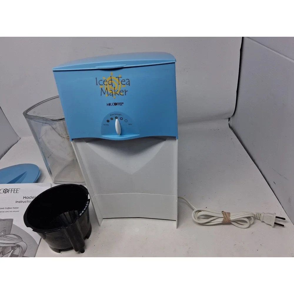 Mr. Coffee TM50 Iced Tea and Iced Coffee Maker 2 Quart Blue White with Manual